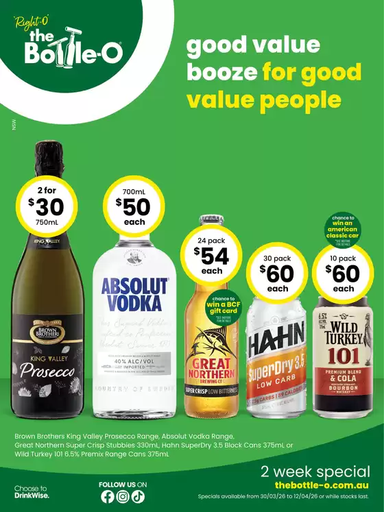 The Bottle-O catalogue in Knox VIC | Good Value Booze, For Good Value People 30/03 | 2026-03-30T00:00:00.000Z - 2026-04-12T00:00:00.000Z