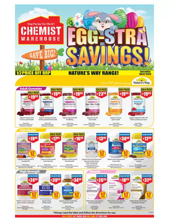 Chemist Warehouse catalogue in Melbourne VIC | Egg-Stra Savings! | 2026-03-26T00:00:00.000Z - 2026-04-08T00:00:00.000Z