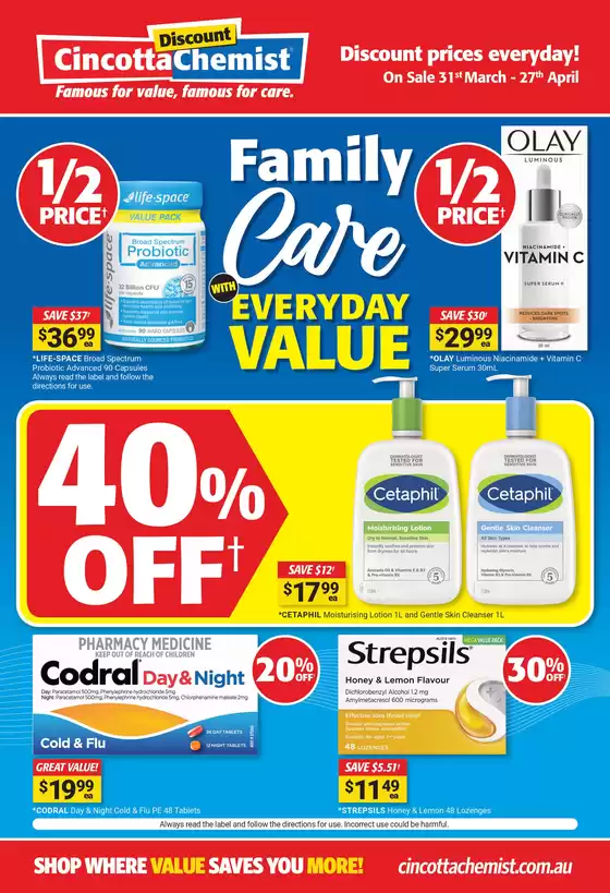 Cincotta Chemist catalogue in Perth WA | Cincotta Chemist Family Care With Everyday Value | 2026-03-31T00:00:00.000Z - 2026-04-27T00:00:00.000Z