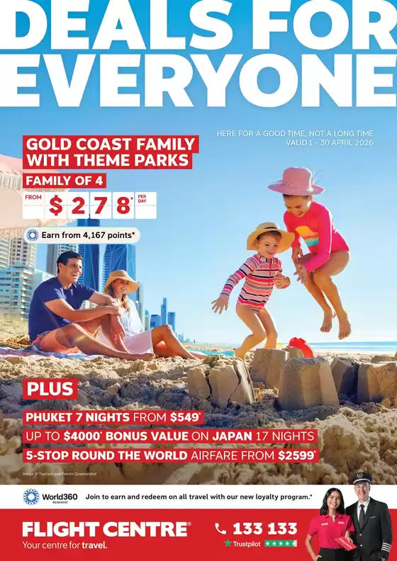 Flight Centre catalogue | Deals for Everyone April 2026 | 2026-04-01T00:00:00.000Z - 2026-04-30T00:00:00.000Z