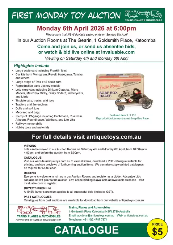 Hotel Gearin catalogue | First Monday Toy Auction | 2026-04-02T00:00:00.000Z - 2026-04-30T00:00:00.000Z