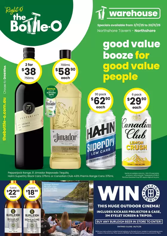 The Bottle-O catalogue in Adelaide SA | Good Value Booze, For Good Value People. QLD 03/11 | 2025-11-03T00:00:00.000Z - 2025-11-30T00:00:00.000Z