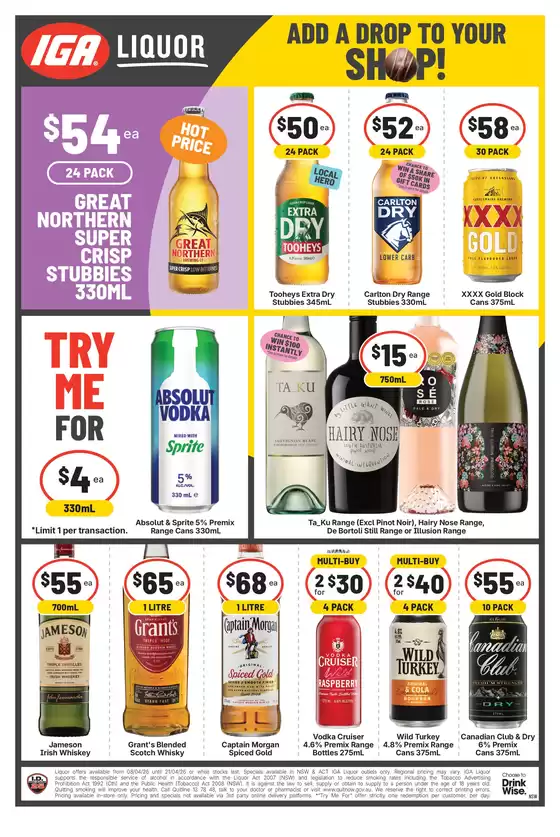 IGA Liquor catalogue in Yarrawonga VIC | Add a drop to your Shop 08/04 | 2026-04-08T00:00:00.000Z - 2026-04-21T00:00:00.000Z