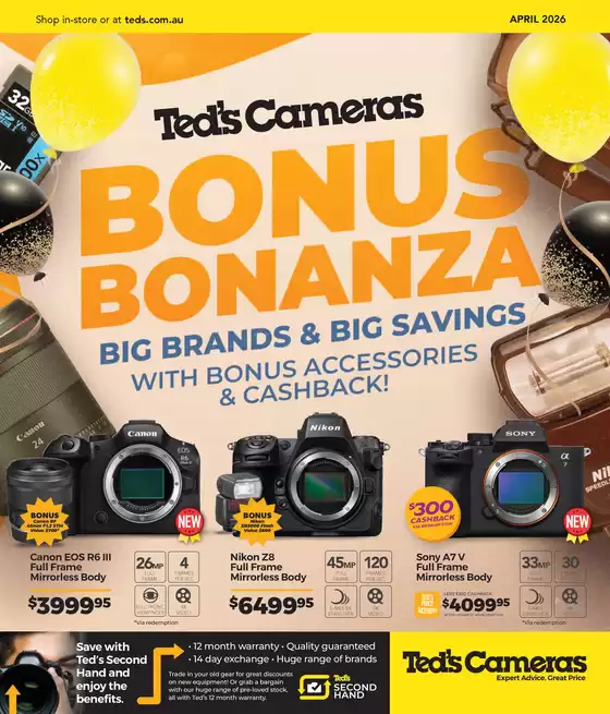Ted's Cameras catalogue in Brisbane QLD | Bonus Bonanza | 2026-04-07T00:00:00.000Z - 2026-05-04T00:00:00.000Z