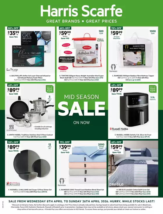 Harris Scarfe catalogue in Sydney NSW | Mid Season Sale | 2026-04-08T00:00:00.000Z - 2026-04-26T00:00:00.000Z