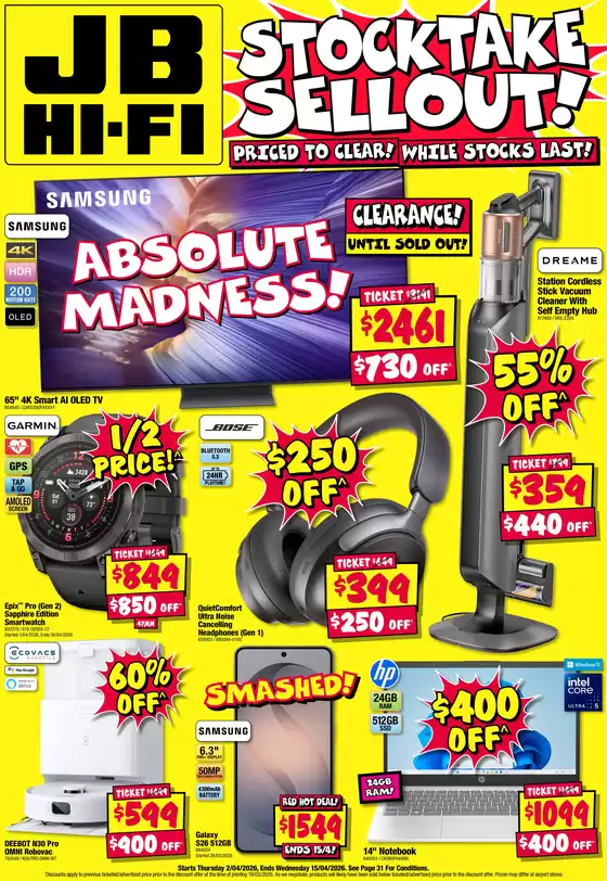 JB Hi Fi catalogue | Stocktake Sellout | 2026-04-13T00:00:00.000Z - 2026-04-15T00:00:00.000Z