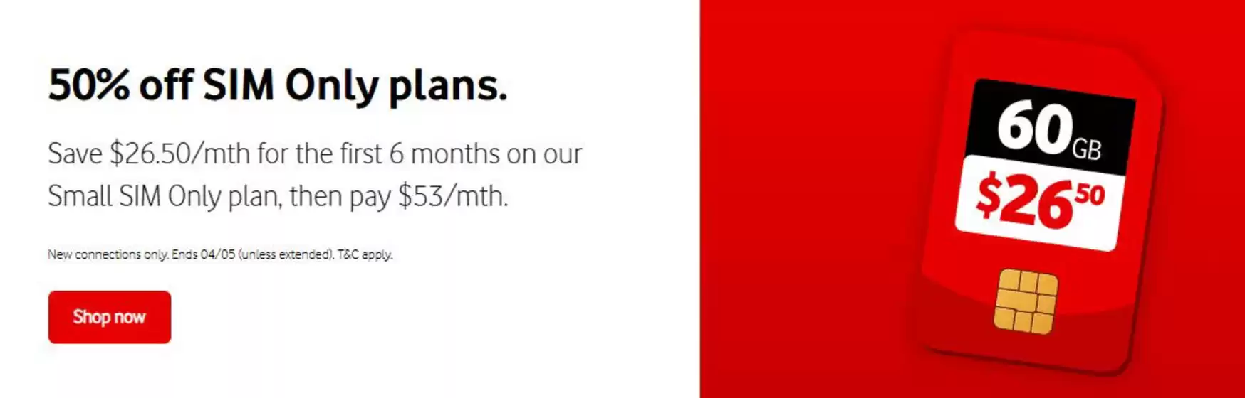 Vodafone catalogue in Albury NSW | 50% Off SIM Only Plans | 2026-04-15T00:00:00.000Z - 2026-05-04T00:00:00.000Z