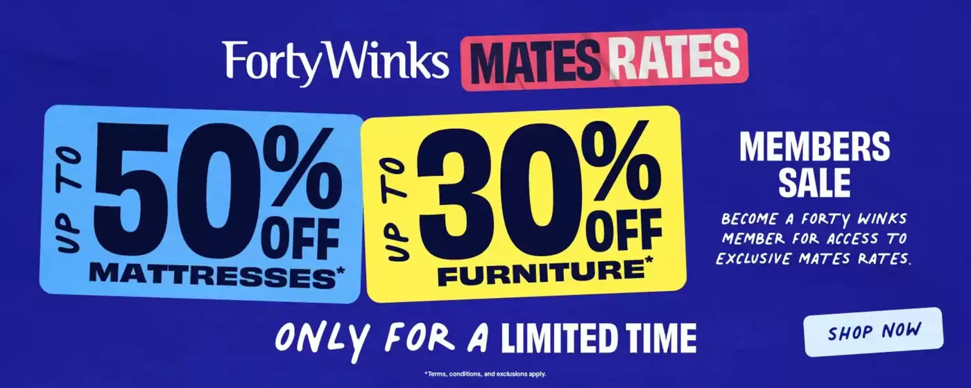 Forty Winks catalogue | Members Sale | 2026-04-20T00:00:00.000Z - 2026-05-20T00:00:00.000Z