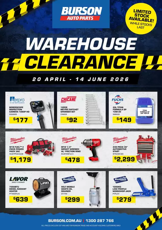 Burson Auto Parts catalogue in Shepparton VIC | Burson Warehouse Clearance April - June 2026Woof Creative | 2026-04-21T00:00:00.000Z - 2026-06-14T00:00:00.000Z