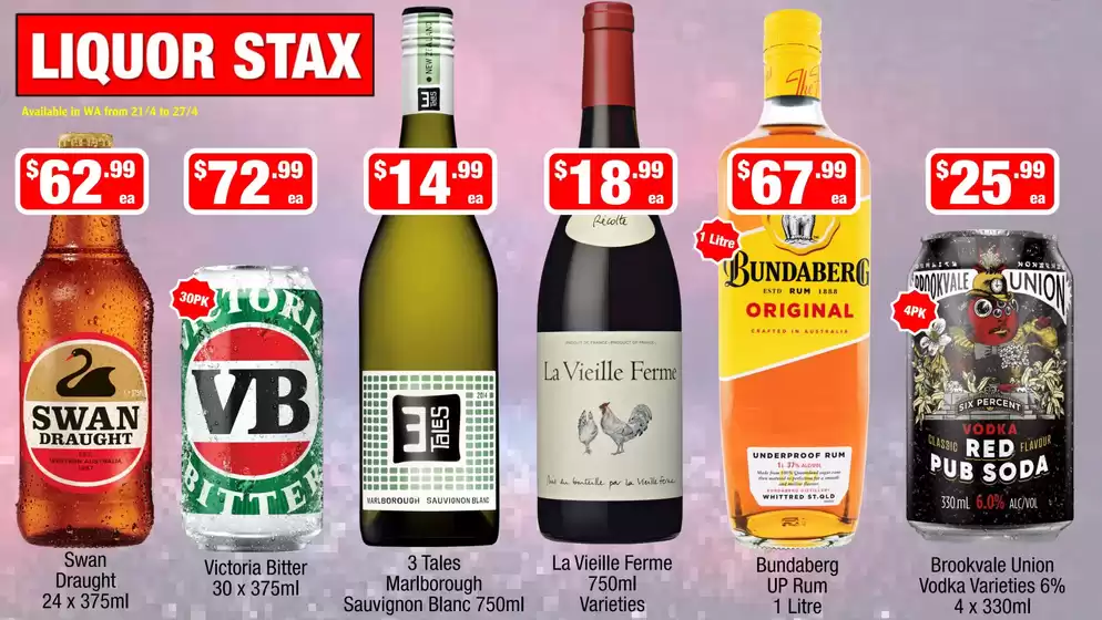 Liquor Stax catalogue in Kurri Kurri NSW | Current special promotions | 2026-04-21T00:00:00.000Z - 2026-04-27T00:00:00.000Z