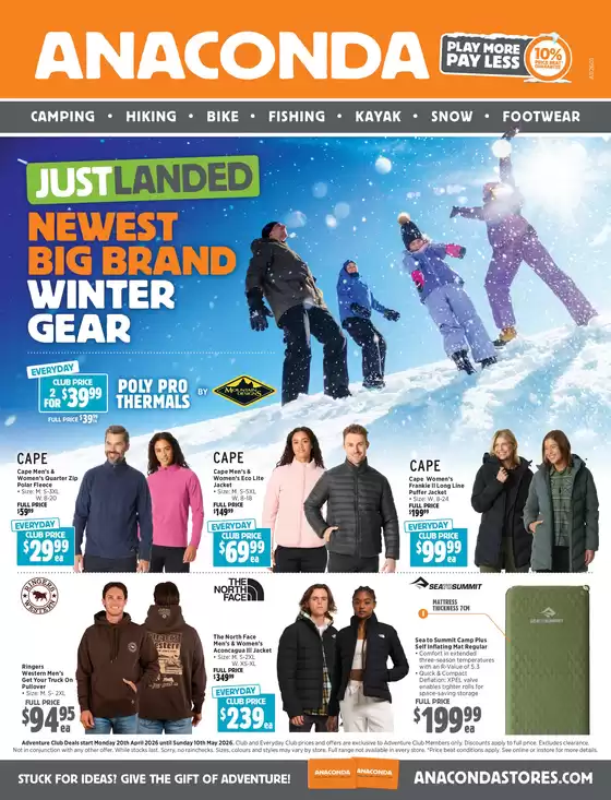 Anaconda catalogue in Mansfield VIC | Newest Big Brand Winter Gear | 2026-04-23T00:00:00.000Z - 2026-05-10T00:00:00.000Z