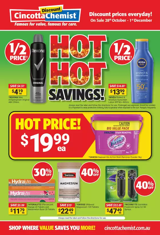 Cincotta Chemist catalogue in Melbourne VIC | Cincotta Chemist Hot Hot Savings | 2025-10-28T00:00:00.000Z - 2025-12-01T00:00:00.000Z