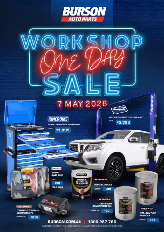 Burson Auto Parts catalogue | Burson Workshop One Day Sale - May 2026Woof Creative | 2026-05-07T00:00:00.000Z - 2026-05-07T00:00:00.000Z