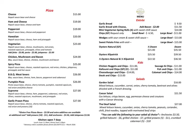 Mount Warning Hotel catalogue | Restaurant Menu | 2026-05-04T00:00:00.000Z - 2026-06-04T00:00:00.000Z