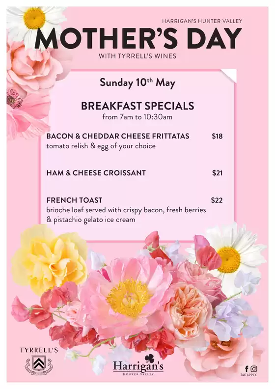 Harrigan’s Irish Pub catalogue | Mother's Day Breakfast Specials | 2026-05-10T00:00:00.000Z - 2026-05-10T00:00:00.000Z