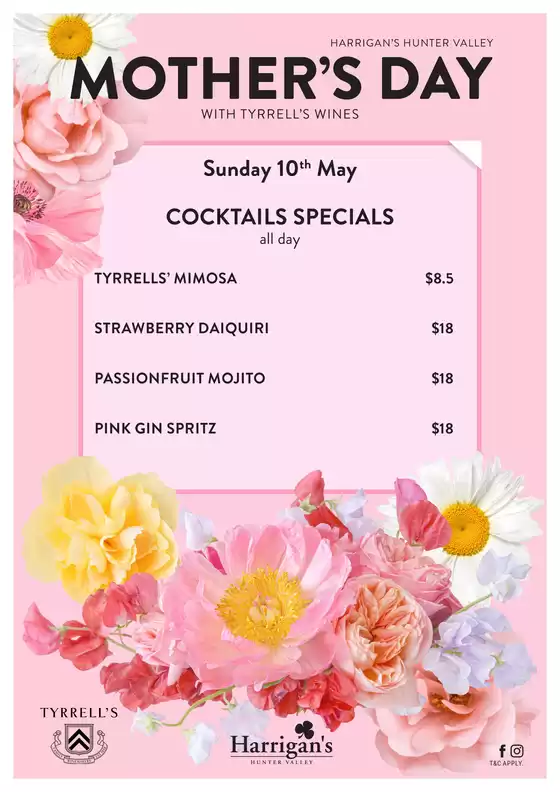 Harrigan’s Irish Pub catalogue | Mother's Day Cocktail Specials | 2026-05-10T00:00:00.000Z - 2026-05-10T00:00:00.000Z