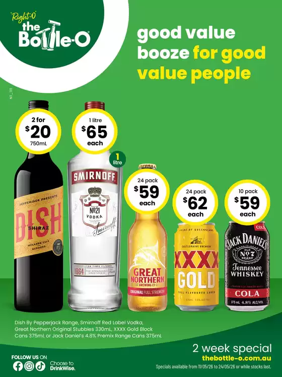 The Bottle-O catalogue in Gold Coast QLD | Good Value Booze, For Good Value People 11/05 | 2026-05-11T00:00:00.000Z - 2026-05-24T00:00:00.000Z