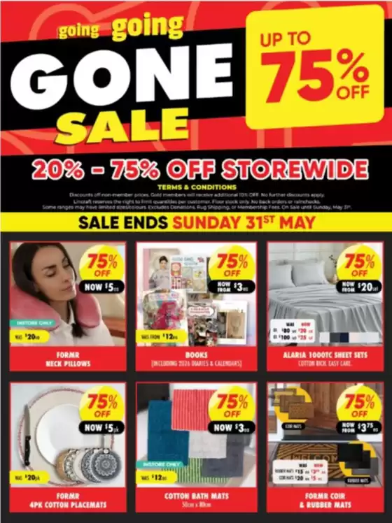Lincraft catalogue | Going Going Gone Sale | 2026-05-12T00:00:00.000Z - 2026-05-31T00:00:00.000Z
