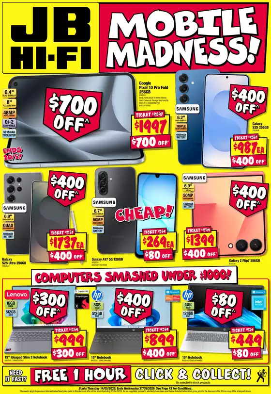 JB Hi Fi catalogue in Redcliffe City QLD | Mobile Madness! | 2026-05-14T00:00:00.000Z - 2026-05-27T00:00:00.000Z