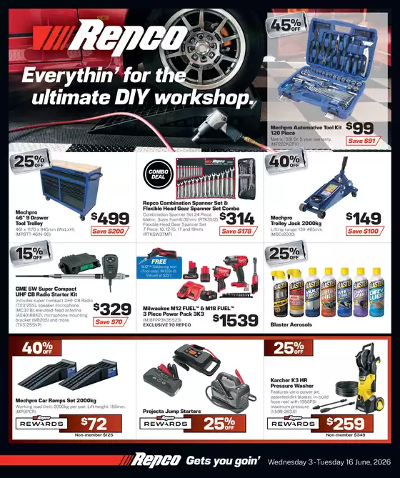 Repco catalogue | Everythin' for the ultimate DIY workshop | 2026-06-03T00:00:00.000Z - 2026-06-16T00:00:00.000Z