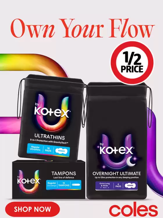 Coles catalogue in Aratula QLD | U by Kotex | 2026-06-10T00:00:00.000Z - 2026-06-16T00:00:00.000Z