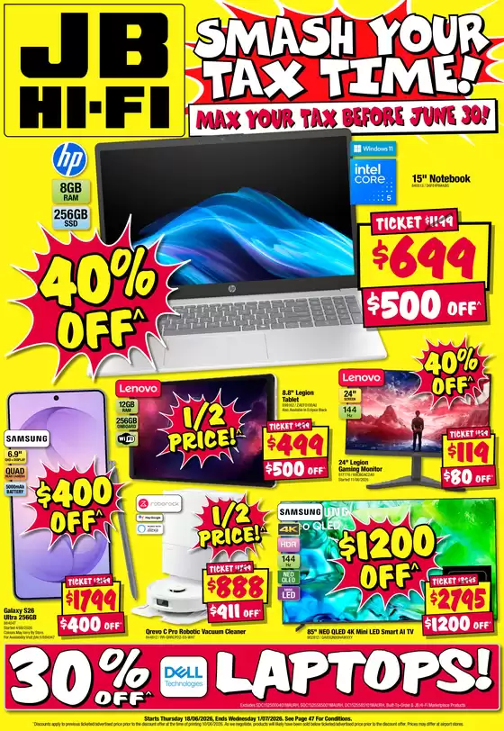 JB Hi Fi catalogue | Smash your Tax Time! 18/06 | 2026-06-18T00:00:00.000Z - 2026-06-23T00:00:00.000Z