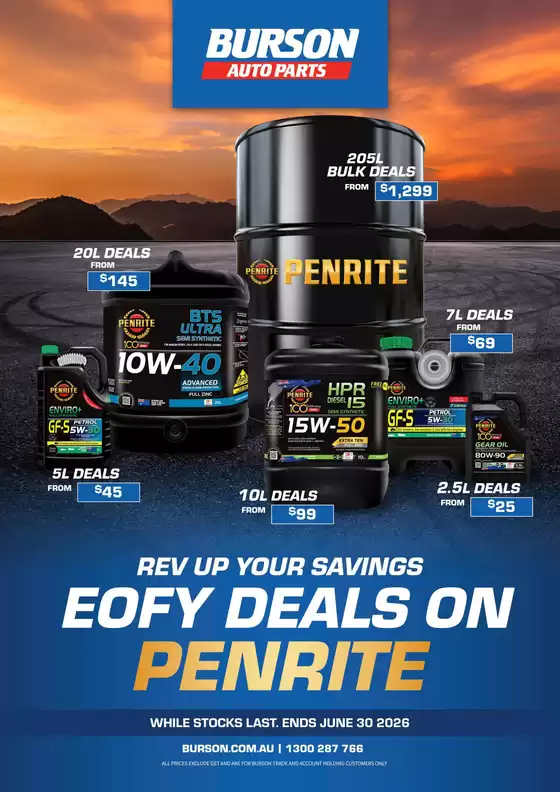 Burson Auto Parts catalogue | Burson Auto Parts Penrite EOFY Deals 2026 Catalogue | 2026-06-22T00:00:00.000Z - 2026-06-30T00:00:00.000Z