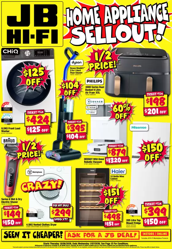 JB Hi Fi catalogue | Home Appliance Sellout! | 2026-06-25T00:00:00.000Z - 2026-07-01T00:00:00.000Z