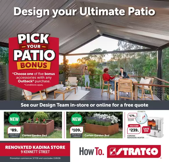 Stratco catalogue in Deeragun QLD | The Stratco Design Your Ultimate Patio - SA | 2026-07-03T00:00:00.000Z - 2026-08-13T00:00:00.000Z