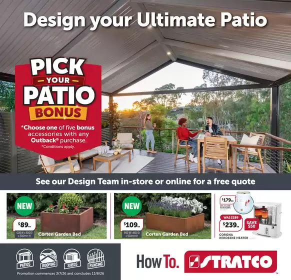 Stratco catalogue in Deeragun QLD | The Stratco Design Your Ultimate Patio - NSW | 2026-07-03T00:00:00.000Z - 2026-08-13T00:00:00.000Z