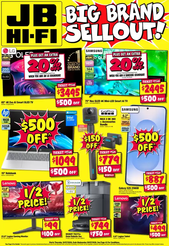 JB Hi Fi catalogue in Chiltern VIC | Big Brand Sellout! 23/07 | 2026-07-23T00:00:00.000Z - 2026-07-29T00:00:00.000Z
