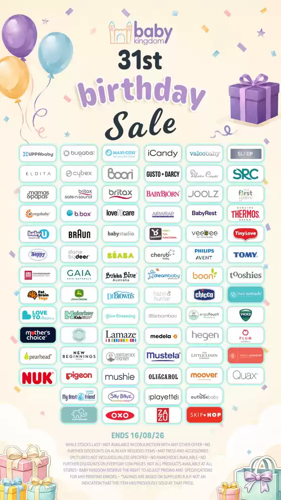 Baby Kingdom catalogue | 31st Birthday Sale | 2026-07-22T00:00:00.000Z - 2026-08-16T00:00:00.000Z