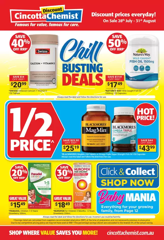 Cincotta Chemist catalogue | Cincotta Chemist Chill Busting Deals | 2026-07-28T00:00:00.000Z - 2026-08-31T00:00:00.000Z