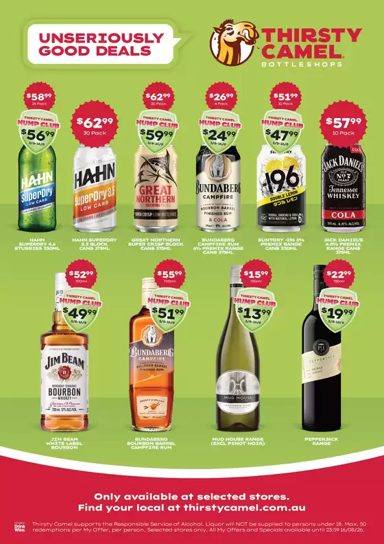 Thirsty Camel catalogue | Unseriously Good Deals 03/08 | 2026-08-03T00:00:00.000Z - 2026-08-16T00:00:00.000Z