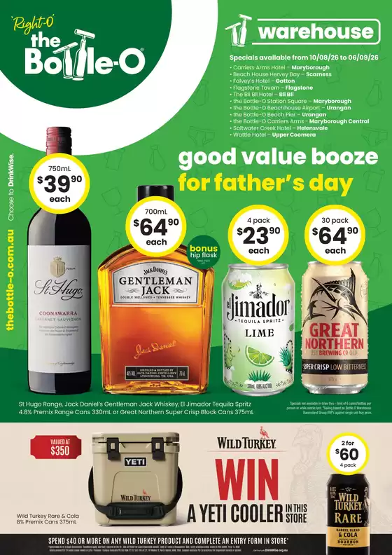 The Bottle-O catalogue in Mount Cotton QLD | Good Value Booze, For Good Value People. QLD 10/08 | 2026-08-10T00:00:00.000Z - 2026-09-06T00:00:00.000Z
