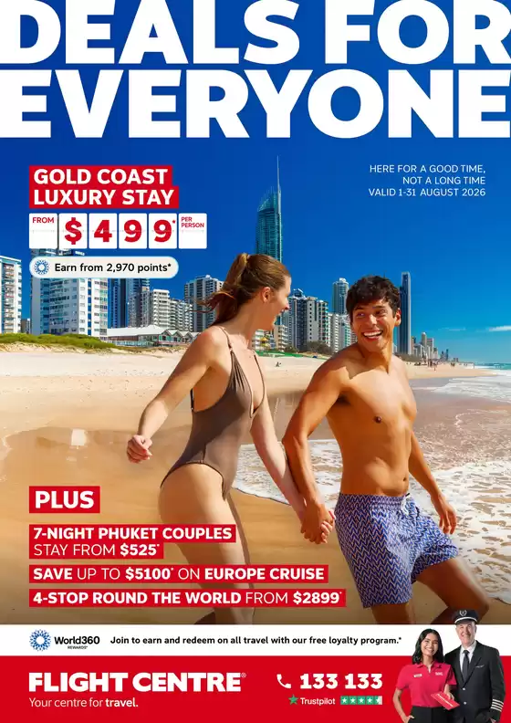 Flight Centre catalogue | Deals for Everyone August 2026 | 2026-08-01T00:00:00.000Z - 2026-08-31T00:00:00.000Z