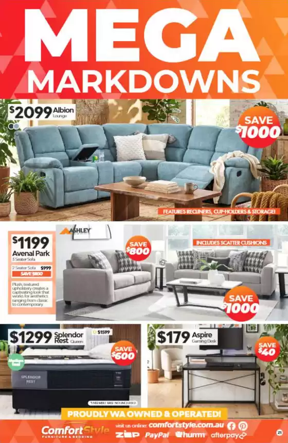 ComfortStyle Furniture & Bedding catalogue | Mega Markdowns | 2026-08-04T00:00:00.000Z - 2026-08-30T00:00:00.000Z