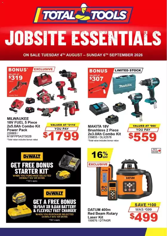 Total Tools catalogue | Jobsite Essentials | 2026-08-06T00:00:00.000Z - 2026-09-06T00:00:00.000Z