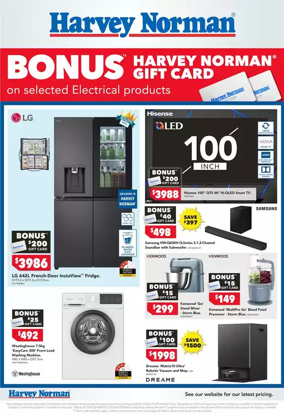 Harvey Norman catalogue in Eugowra NSW | Electrical Appliance Bonus Gift Card | 2026-08-06T00:00:00.000Z - 2026-08-17T00:00:00.000Z