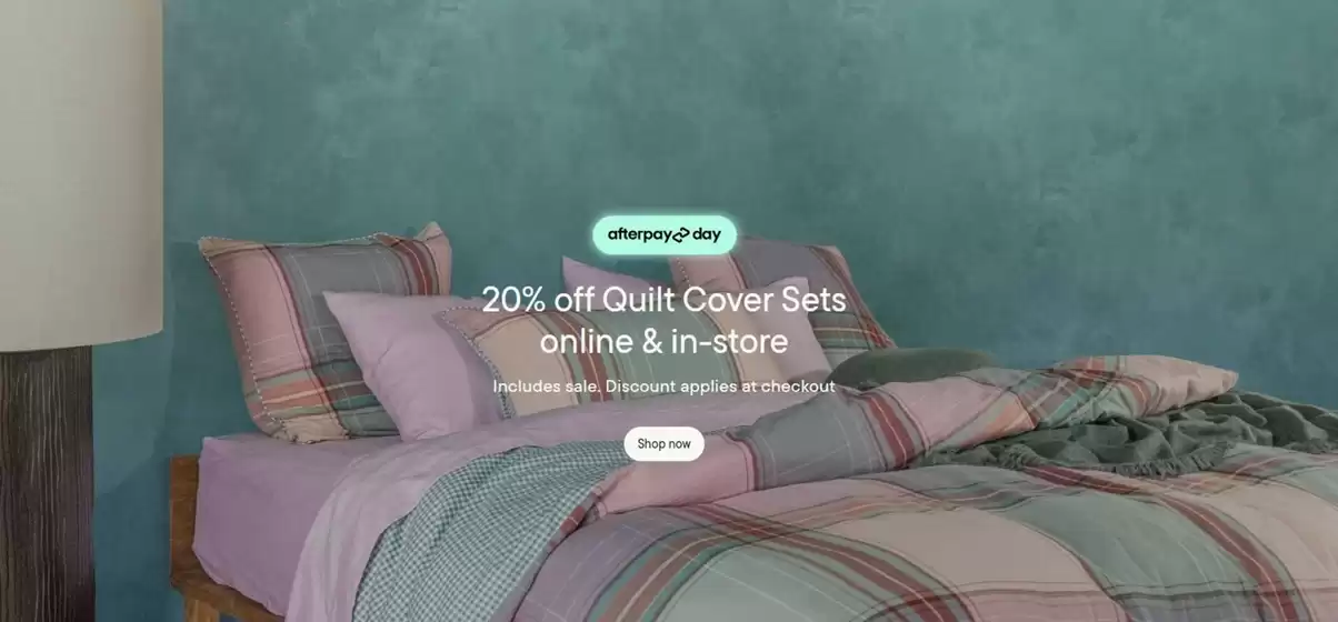 Linen House catalogue | Afterpay Day 20% off Quilt Cover Sets | 2026-08-13T00:00:00.000Z - 2026-09-13T00:00:00.000Z