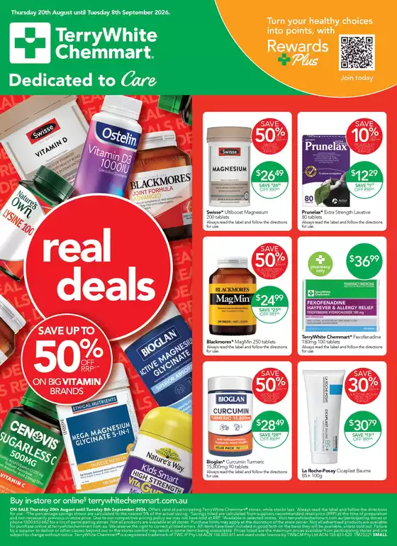 TerryWhite Chemmart catalogue | Real Deals | 2026-08-20T00:00:00.000Z - 2026-09-08T00:00:00.000Z