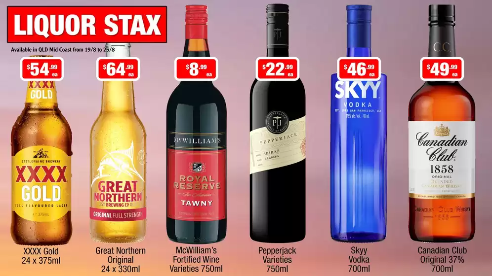 Liquor Stax catalogue | Current special promotions | 2026-08-19T00:00:00.000Z - 2026-08-25T00:00:00.000Z