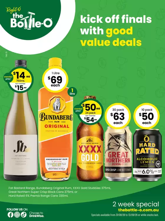 The Bottle-O catalogue | Kick off finals with good value deals 31/08 | 2026-08-31T00:00:00.000Z - 2026-09-13T00:00:00.000Z