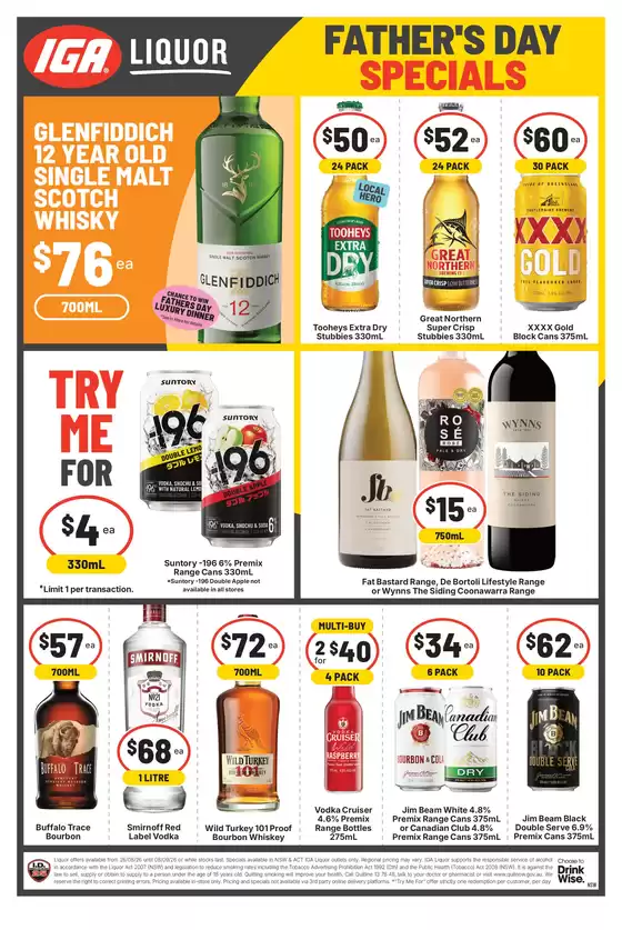IGA Liquor catalogue | Father’s Day Specials 26/08 | 2026-08-26T00:00:00.000Z - 2026-09-08T00:00:00.000Z
