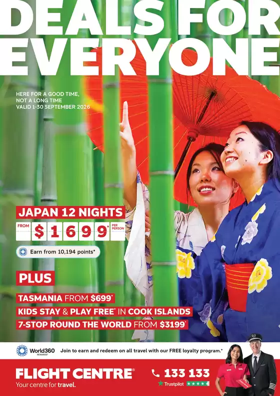 Flight Centre catalogue | Deals for Everyone September 2026 | 2026-09-01T00:00:00.000Z - 2026-09-30T00:00:00.000Z