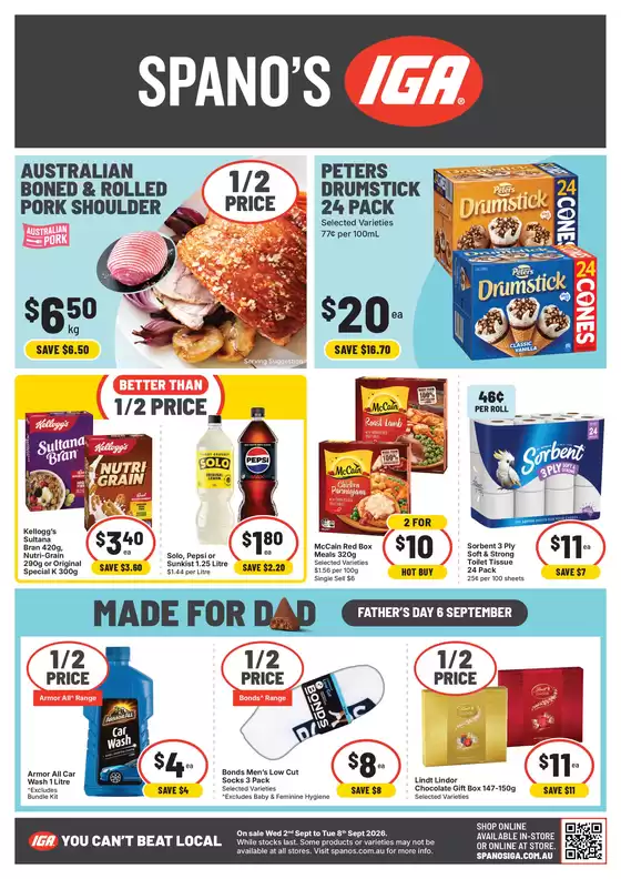 Spano’s IGA catalogue | Spano's Specials | 2026-09-02T00:00:00.000Z - 2026-09-08T00:00:00.000Z