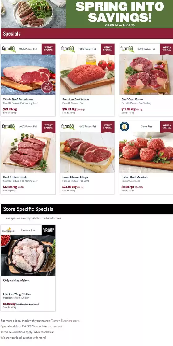 Tasman Butchers catalogue | Spring Into Savings! | 2026-09-08T00:00:00.000Z - 2026-09-14T00:00:00.000Z