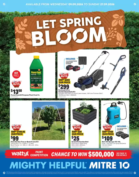 Mitre 10 catalogue | Let Spring Bloom | 2026-09-09T00:00:00.000Z - 2026-09-27T00:00:00.000Z