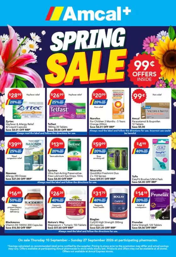 Amcal catalogue | Spring Sale | 2026-09-10T00:00:00.000Z - 2026-09-27T00:00:00.000Z