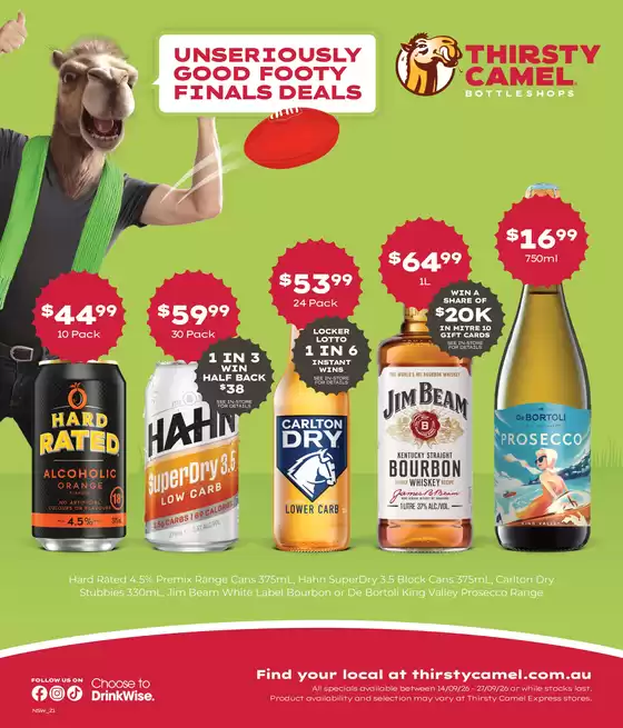 Thirsty Camel catalogue | Unseriously Good Footy Finals Deals | 2026-09-14T00:00:00.000Z - 2026-09-27T00:00:00.000Z